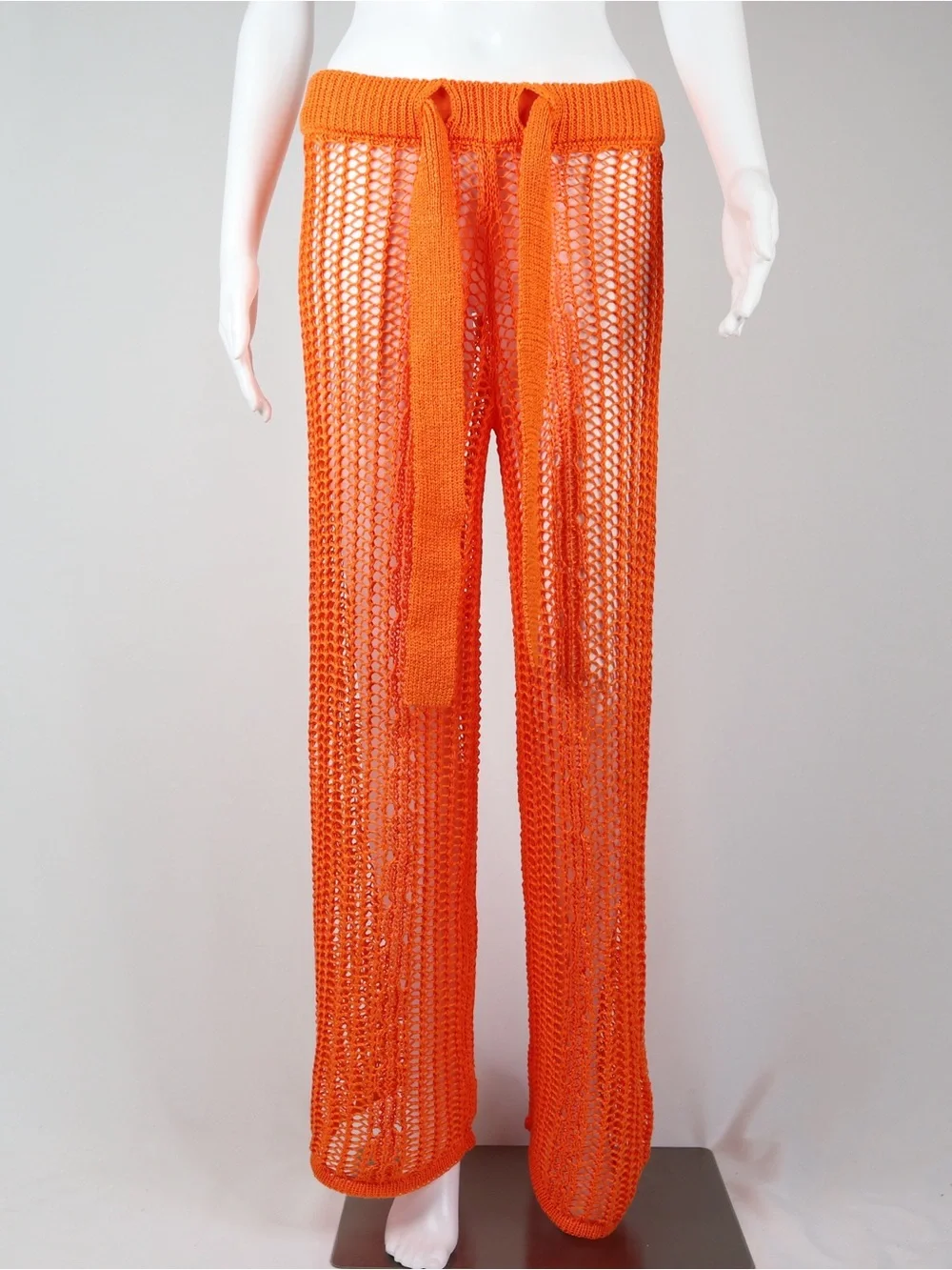 CULT GAIA | Orange Crochet Wide-Leg Cover-Up Pants with Tie Waist | Size